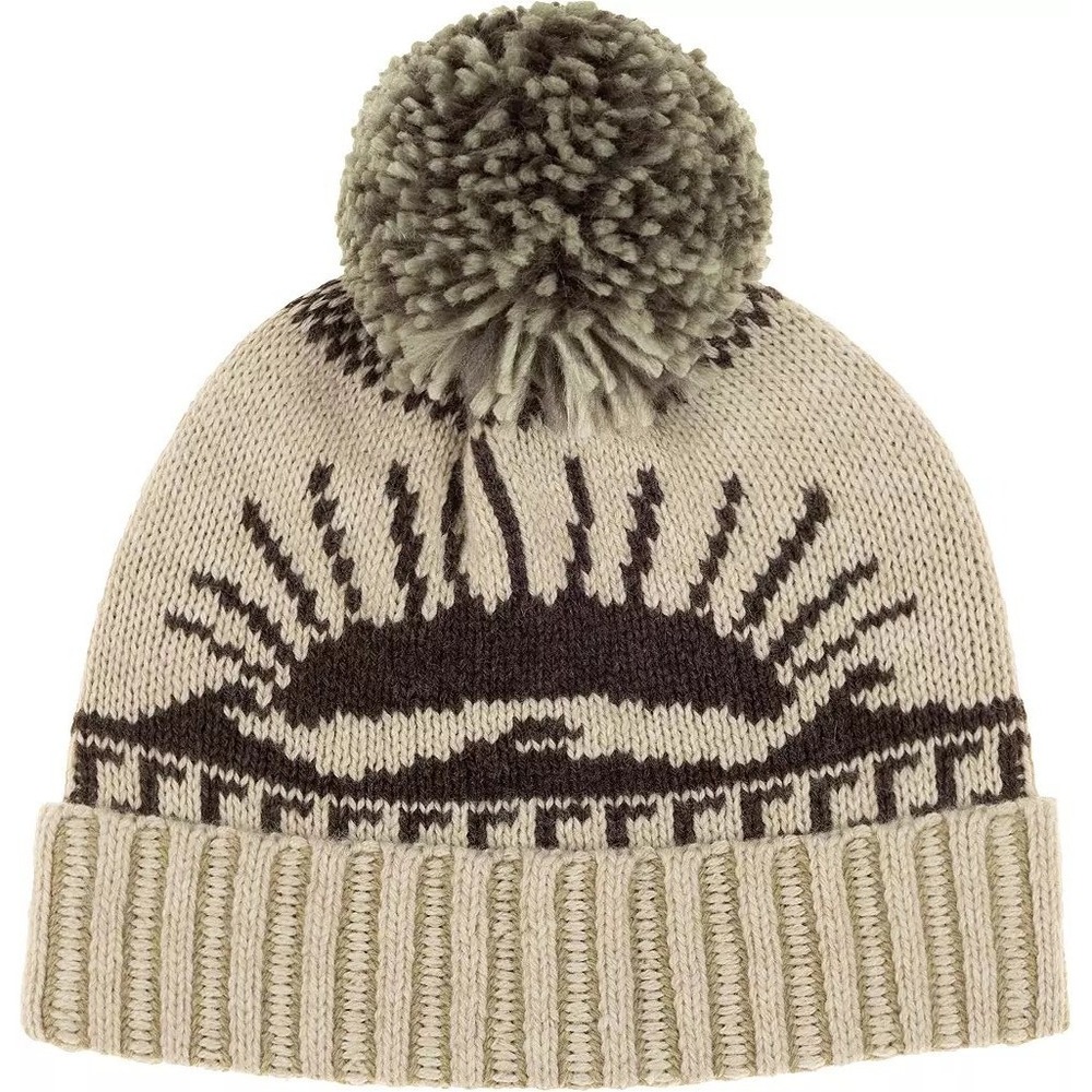 Faherty Sun & Wave Novelty Beanie Brown Tan Pom Pom Knit Hat Winter OS NWT $88